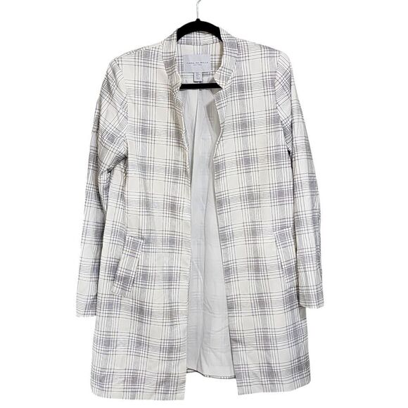 Carolina Belle Montreal jacket long white & black plaid office career academia M - Picture 1 of 5